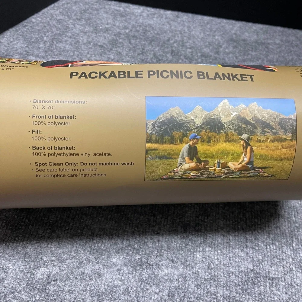 Smokey Bear Blanket 70x70 Waterproof Packable Printed Patchwork Picnic Camping